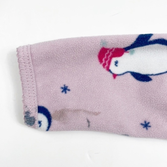 Carter's toddler girls penguin print zip up fleece footie - Picture 4 of 6